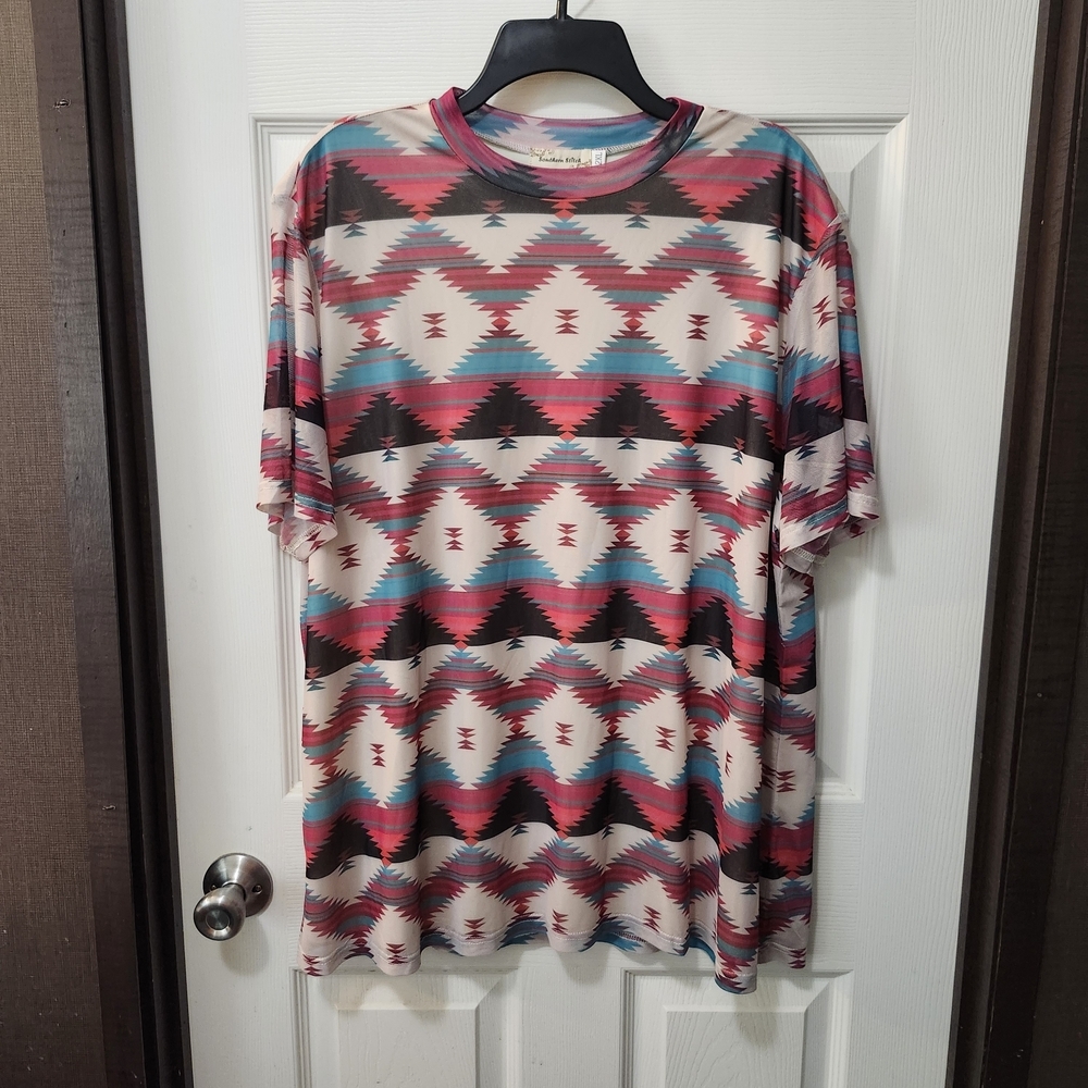 Southern Stitch 2XL Southwestern Aztec Print Lined Tunic Top Boho Western Plus